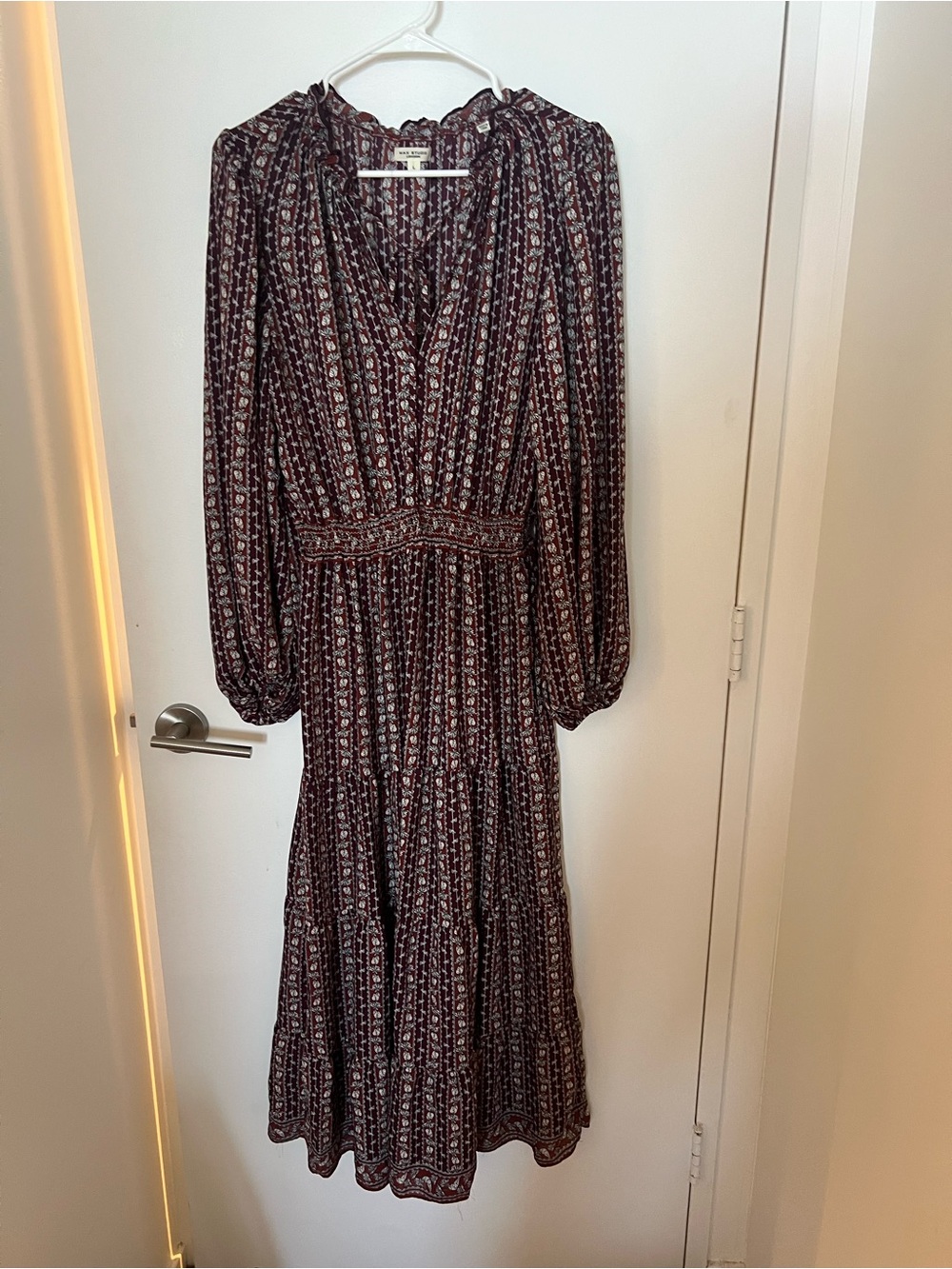 Max Studio Burgundy Printed Midi Dress